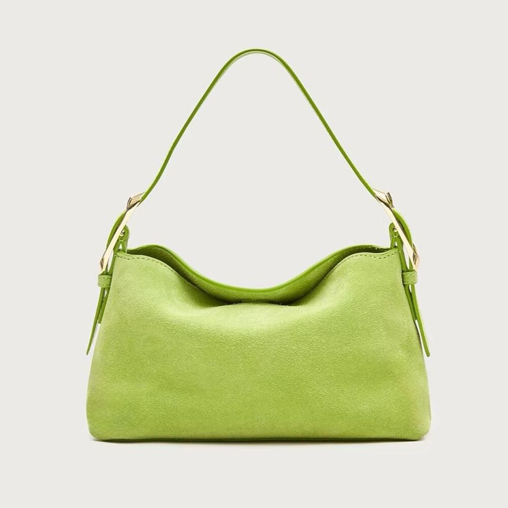 NWT J.Crew Green Berkeley Small Suede Shoulder Bag - Rich Pear